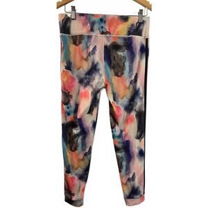Threads 4 Thought Watercolor Print Leggings with Black Side Stripes Size L